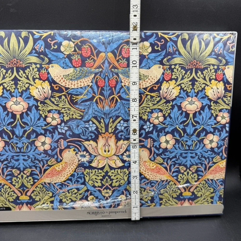 Pimpernel Morris Strawberry Thief Blue Placemats Set 4 Cork Backed Floral Bird